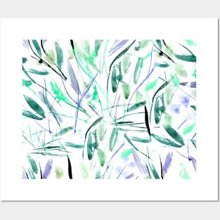 Tuscan bushes - watercolor leaves abstract nature Posters and Art